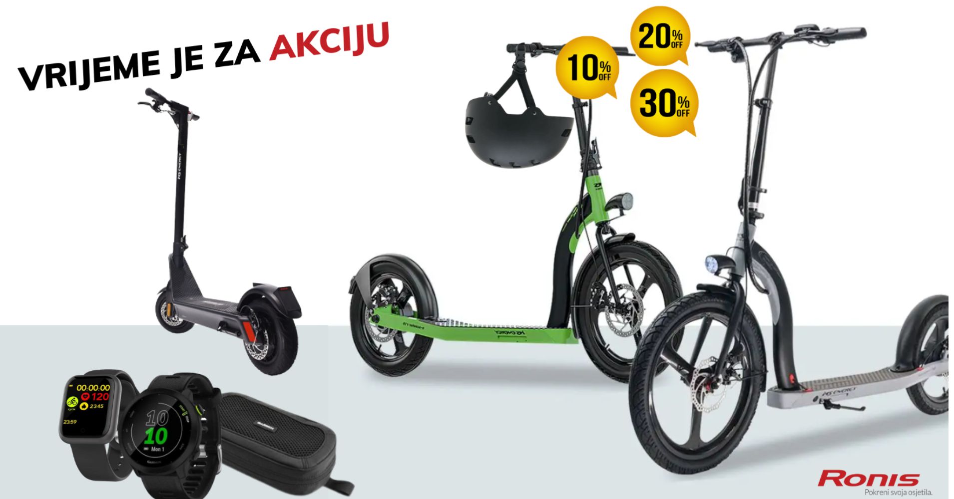 Romobili, bicikli, satovi na akciji! 🚴 Uživaj u sportu i uštedi.