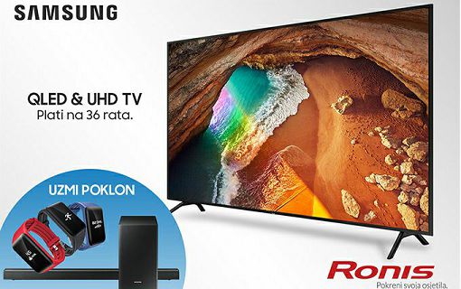 SAMSUNG TV PROMO Kupi vrhunski QLED ili UHD Smart TV i dobivaš super poklon! Plati do 36 rata. Obogati svoje vizualno iskustvo vrhunskim televizorom i uzmi poklon soundbar ili fitnes narukvicu.