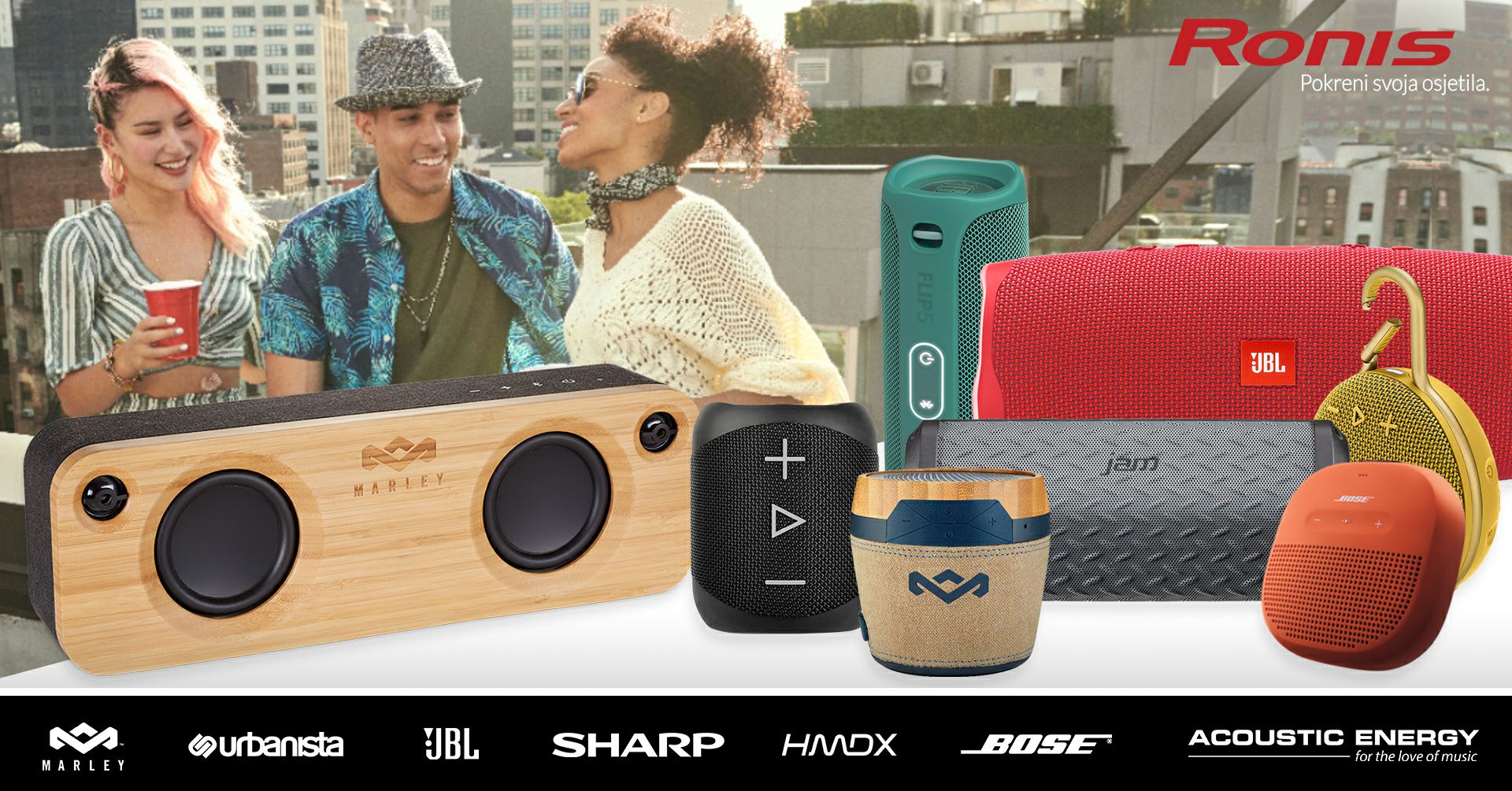 SNIŽENJE PRIJENOSNIH ZVUČNIKA Uhvati do 30% popusta na Marley, Sharp, HMDX, JBL, Bose, Urbanista